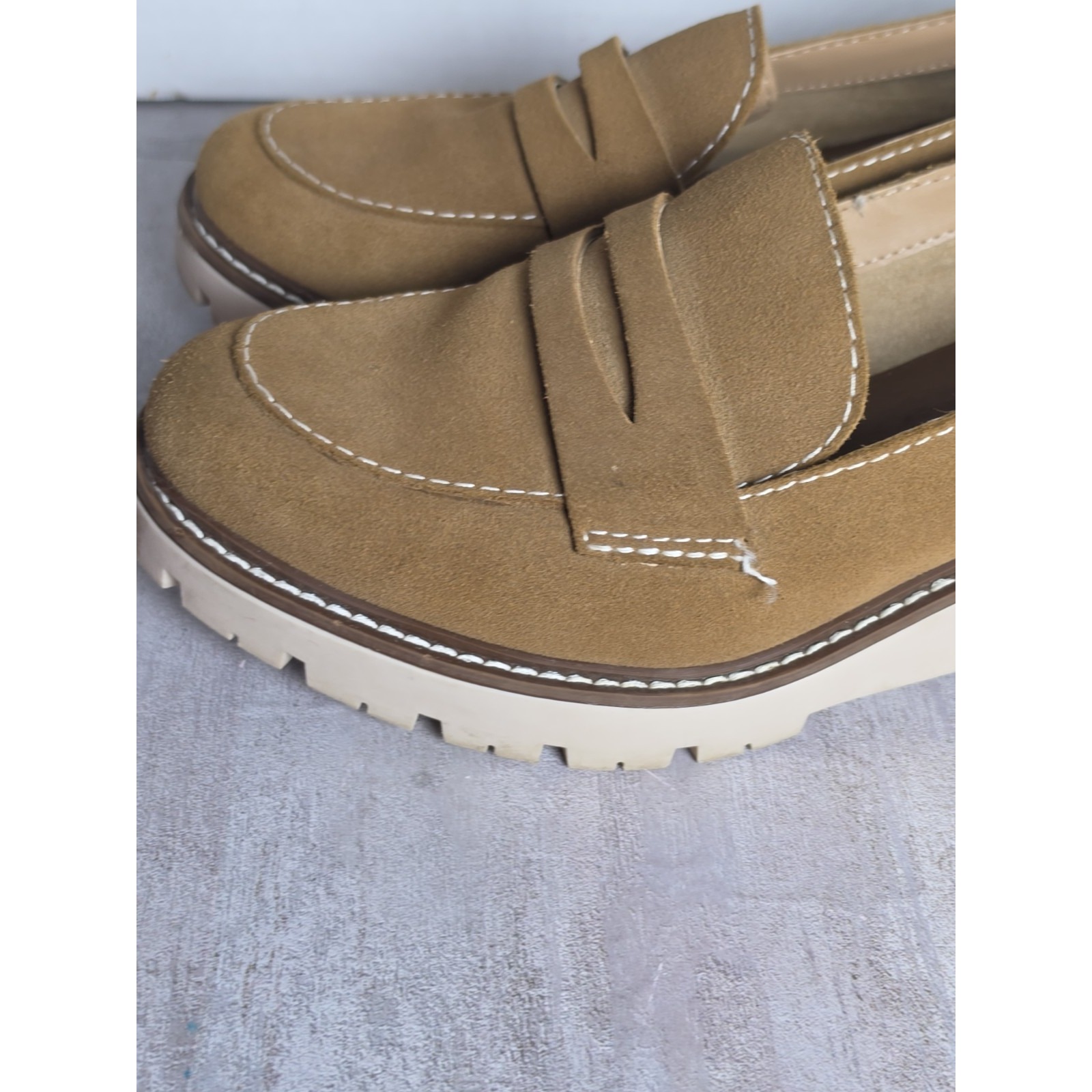 Y2k Style Lug Sole Platform Loafer Shoes Brown Suede Size 9m — image 6 of 8